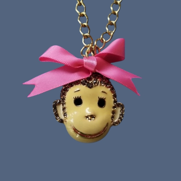 🐵Betsey Johnson Girl Monkey Necklace - NWOT🐵